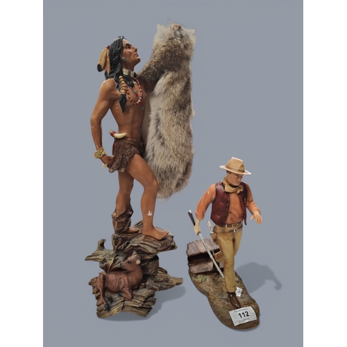 112 - JOHN WAYNE FIGURE AND AN INDIAN FIGURE