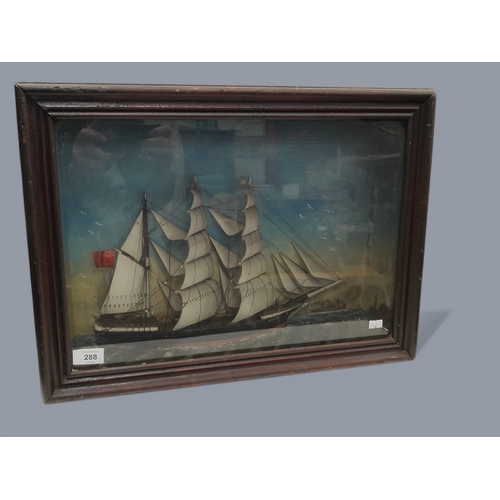 288 - VICTORIAN DIORAMMA 3 MAST SHIP