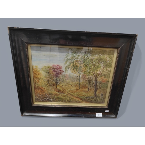 297 - ANTIQUE OIL ON CANVAS LANDSCAPE