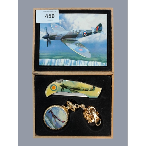 450 - SPITFIRE POCKET WATCH AND PEN KNIFE SET