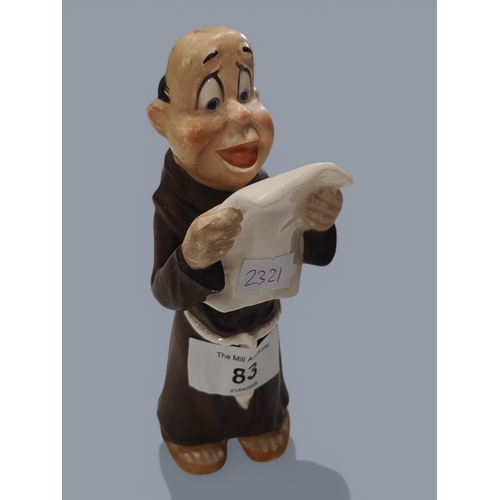 83 - ANTIQUE PORCELAIN FIGURE HAPPY FRIAR