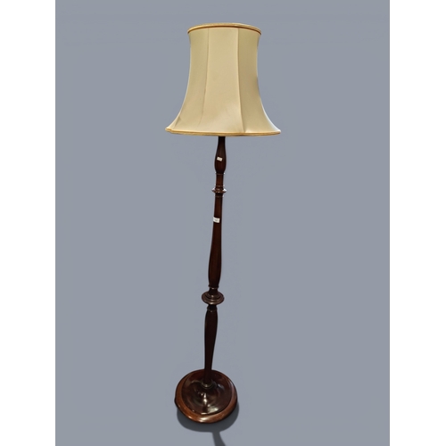 13 - ANTIQUE WOODEN TURNED FLOOR LAMP