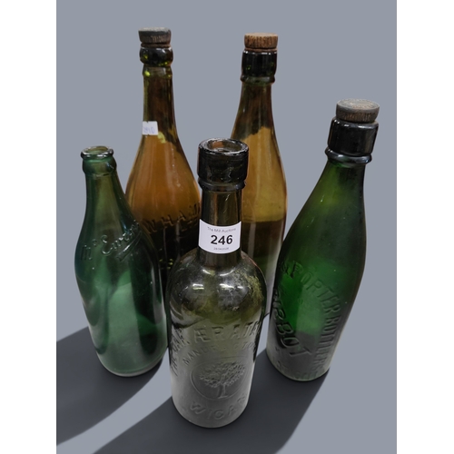 246 - 5 ANTIQUE GLASS BOTTLES LOCAL INTEREST