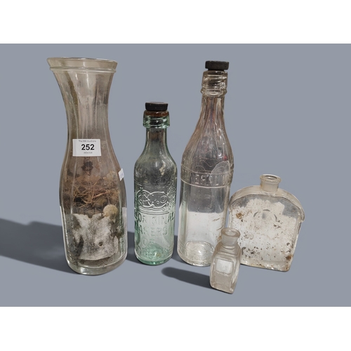 252 - 5 ANTIQUE GLASS BOTTLES LOCAL INTEREST