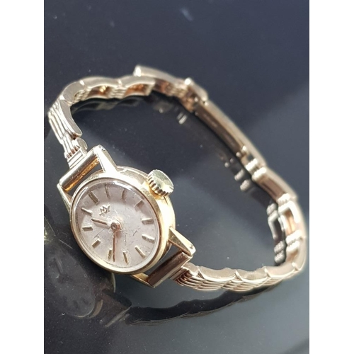 45 - 9CT GOLD LADIES WATCH STRAP ALSO MARKED 9CT 14.3GRAMS TOTAL WEIGHT      NA