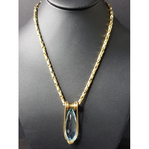 58 - CHIMENTO AQUAMARINE DIAMOND PENDANT ON 18CT GOLD CHAIN