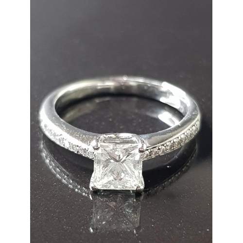 60 - PLATINUM PRINCESS CUT DIAMOND RING 1.04CT HRD CERTIFIED CLARITY VVS1 COLOUR GRADE WHITE FINISH GRADE... 