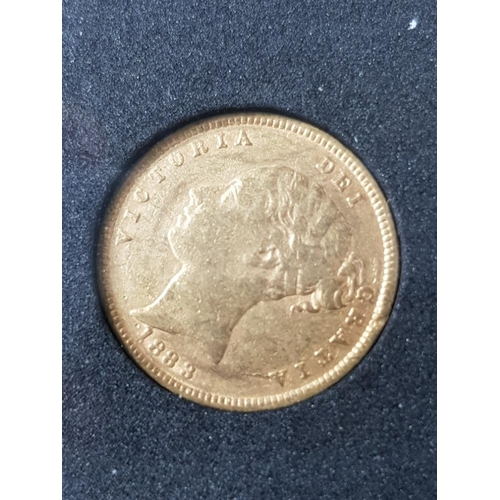 54 - GOLD 1883 QUEEN VICTORIA AND SHIELD BACK HALF SOVEREIGN