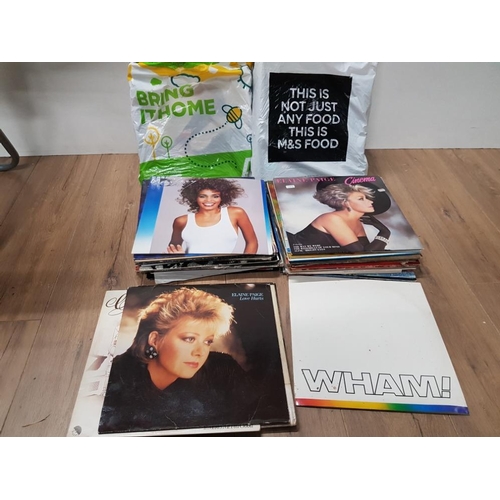 115 - 3 BAGS OF MISCELLANEOUS LP RECORDS WHAM WHITNEY AND ELAINE PAIGE ETC