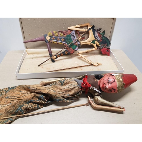 118 - PAIR OF INDONESIAN HAND PAINTED WOODEN PUPPETS BY XFAM