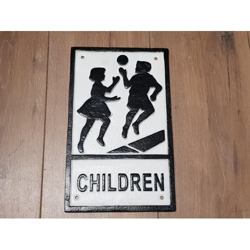 128 - CAST METAL CHILDREN SIGN