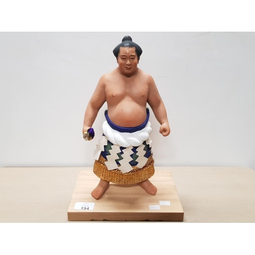 194 - LARGE JAPANESE HAKATA URASAKI SUMO WRESTLER WITH KATANA