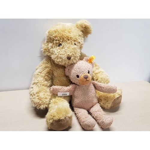 200 - WELL LOVED STEIFF TEDDY BEAR AND LARGE JOINTED TEDDY BEAR WITH ONLY 1 EAR