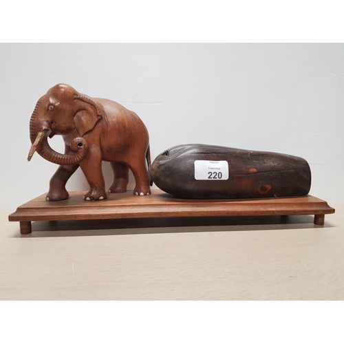 220 - HAND CARVED AFRICAN CARVING OF AN ELEPHANT