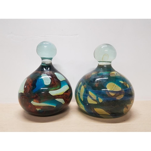 233 - PAIR OF MDINA EARTH SAND AND SEA PAWN TYPE PAPERWEIGHTS