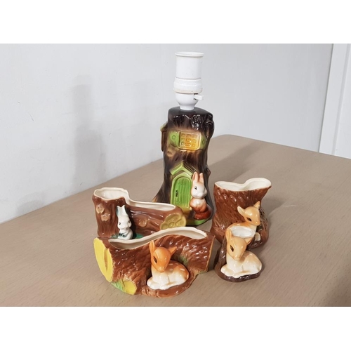 323 - 5 PIECES OF HORNSEA POTTERY INCLUDING FAUNA TABLE LAMP