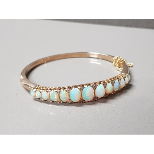 36 - GOLD OPAL & DIAMOND BANGLE 13.2G