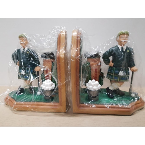 102 - PAIR OF MC BOB THE GOLFER BOOKENDS