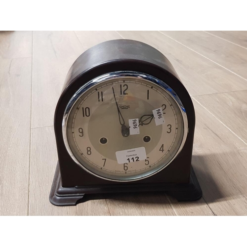 112 - BAKELITE STYLE SMITHS DOME MANTLE CLOCK WITH PENDULUM