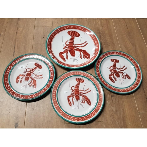 113 - SET OF 3 LOBSTER PLATES TOGETHER WITH 1 LARGER PLATE IN MATCHING DESIGN