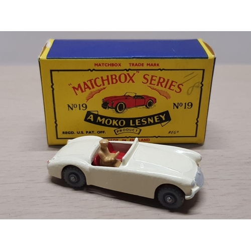 141 - VINTAGE MATCHBOX DIE CAST CAR MG A SPORTS CAR WITH ORIGINAL  BOX