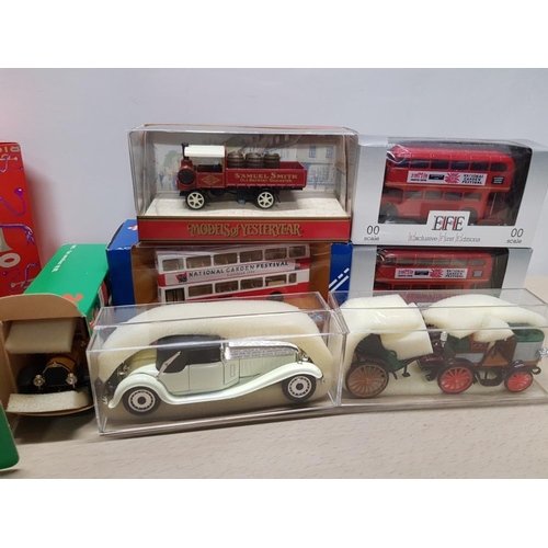 155 - 7 MISCELLANEOUS BOXED DIE CAST VEHICLES INCLUDES CORGI FESTIVAL BUS ETC