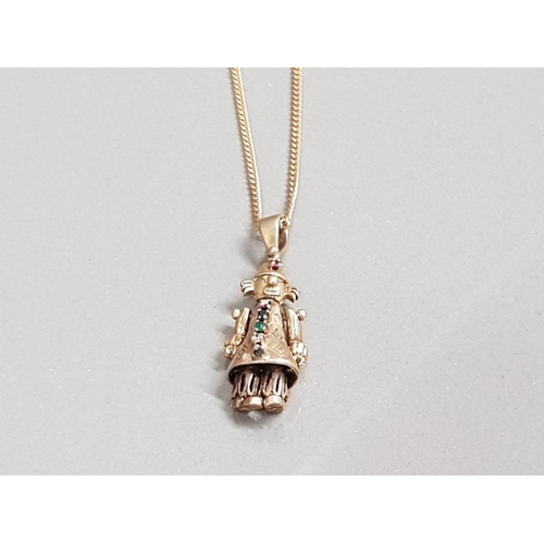 18 - 9CT GOLD CLOWN PENDANT AND CHAIN 9.6G