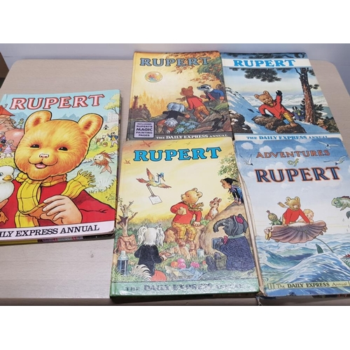 190 - 5 VINTAGE HARDBACK RUPERT THE BEAR ANNUALS BY THE DAILY EXPRESS