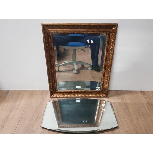 213 - VINTAGE FRAMELESS BEVELLED EDGED MIRROR TOGETHER WITH A BEVELLED EDGED MIRROR