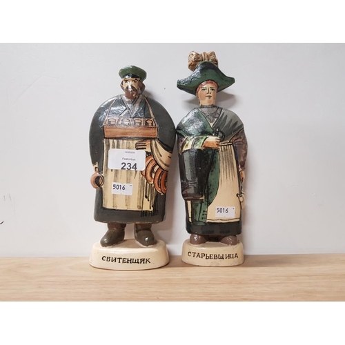 234 - PAIR OF RUSSIAN FOLK ART POTTERY FIGURES