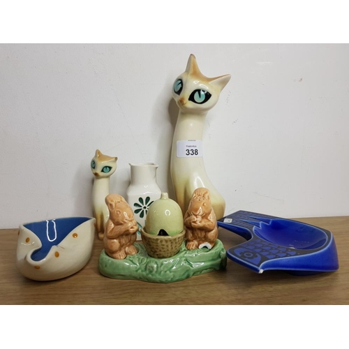 338 - 5 PIECES OF CLAPPISON  HORNSEA POTTERY FAUNA CRUET