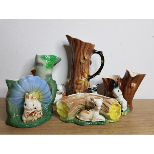 345 - 5 PIECES OF HORNSEA FAUNA ROYAL INC SPILL JUGS