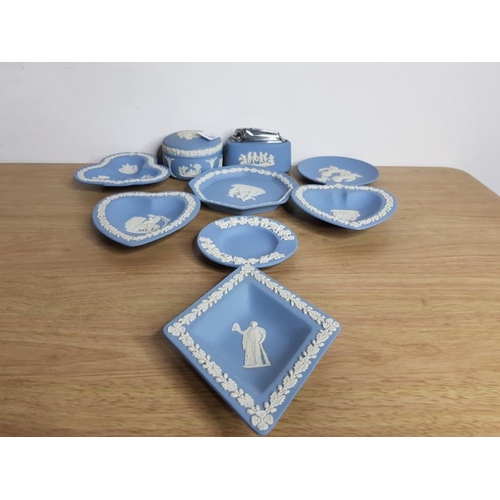 351 - 9 PIECES OF WEDGWOOD INC CARD SET 4 ASH TRAYS LIGHTER AND COASTERS