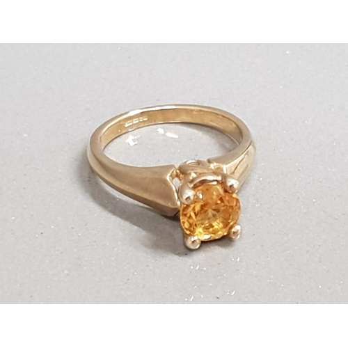 42 - 9CT GOLD CITRINE SOLITAIRE RING 4.2G SIZE N1/2