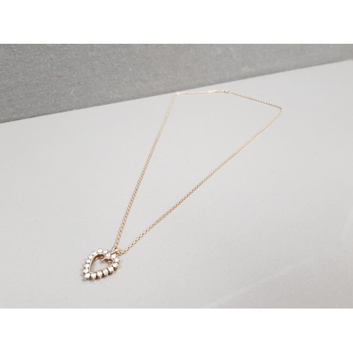 45 - 9CT GOLD DIAMOND HEART PENDANT & CHAIN 6G