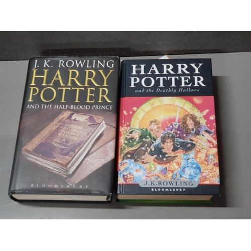 455 - TWO FIRST EDITION HARRY POTTER HARDBACK BOOKS WITH PROTECTIVE COVERS THE DEATHLY HALLOWS AND THE HAL... 