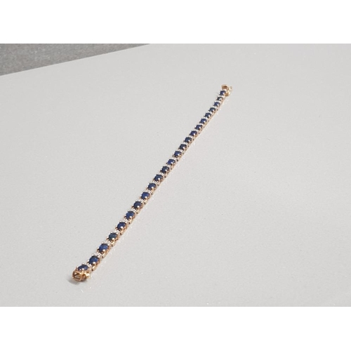 50 - 18CT GOLD SAPPHIRE & DIAMOND BRACELET 12.7G