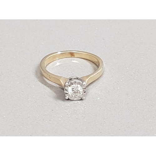 8 - 9CT GOLD DIAMOND SOLITAIRE RING 2.4G SIZE K1/2