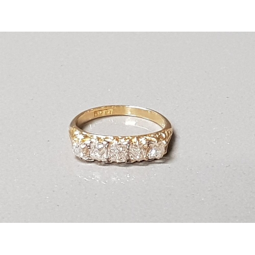 80 - 18CT GOLD 5 STONE DIAMOND RING 3.8G SIZE L