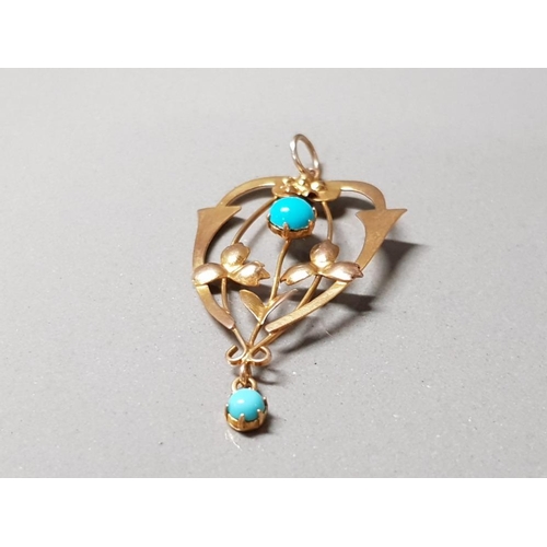 93 - 9CT GOLD TURQUOISE PENDANT 1.8G