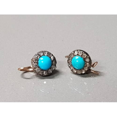 94 - 9CT GOLD TURQUOISE DIAMOND EARRINGS 2G