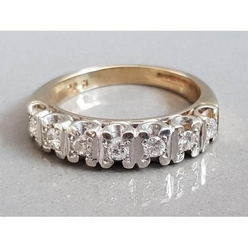 11 - 9CT GOLD DIAMOND HALF ETERNITY RING APPROXIMATELY. 25CT GROSS WEIGHT 3G SIZE K1/2