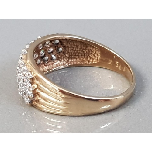 19 - 9CT GOLD CZ TURBAN RING WEIGHT 2.7G SIZE O