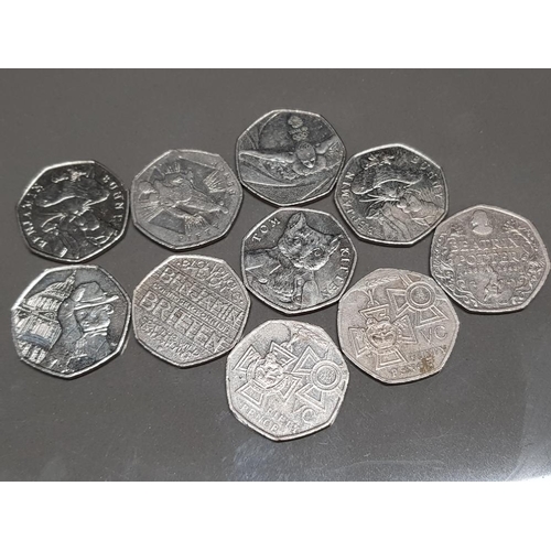 292 - 10 MISCELLANEOUS COLLECTORS 50P COINS INCLUDES BEATRIX POTTER, PADDINGTON BEAR AND BENJAMIN BRITTEN ... 