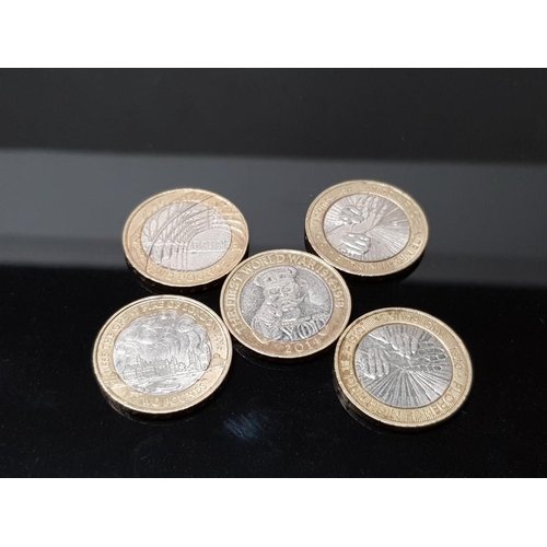 32 - 5 COLLECTABLE 2 POUND COINS INCLUDES THE GREAT FIRE OF LONDON AND THE FIRST WORLD WAR