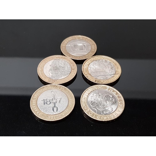 34 - 5 COLLECTABLE 2 POUND COINS INCLUDES TRINITY HOUSE AND WILLIAM SHAKESPEARE