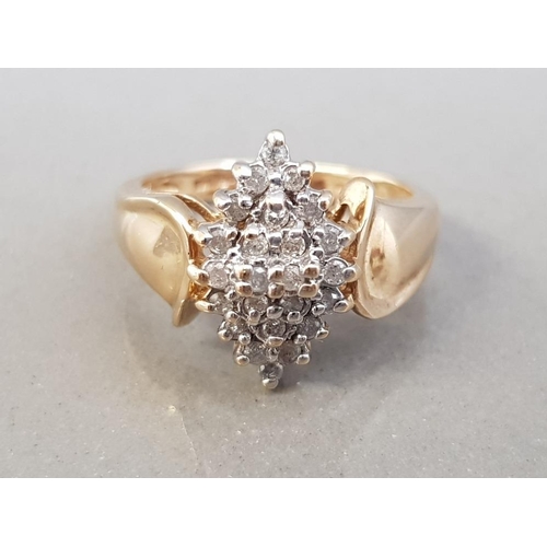 58 - 9CT YELLOW GOLD DIAMOND CLUSTER RING 3.1G SIZE J