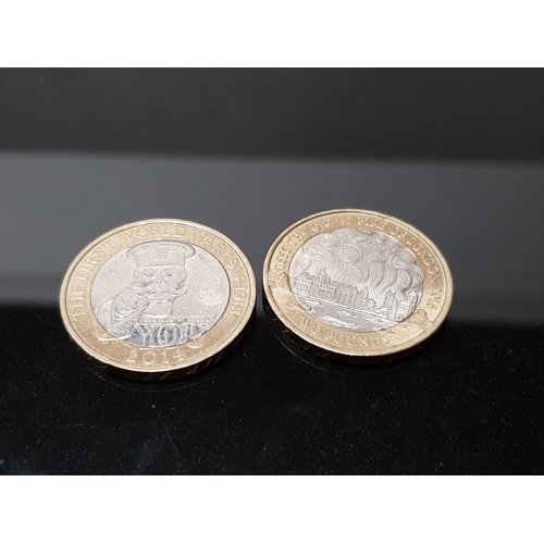 32 - 5 COLLECTABLE 2 POUND COINS INCLUDES THE GREAT FIRE OF LONDON AND THE FIRST WORLD WAR