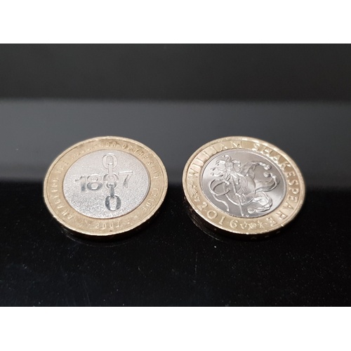 34 - 5 COLLECTABLE 2 POUND COINS INCLUDES TRINITY HOUSE AND WILLIAM SHAKESPEARE