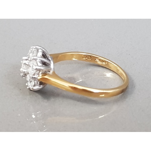 5 - 18CT YELLOW GOLD DIAMOND CLUSTER RING APPROXIMATELY 1CT